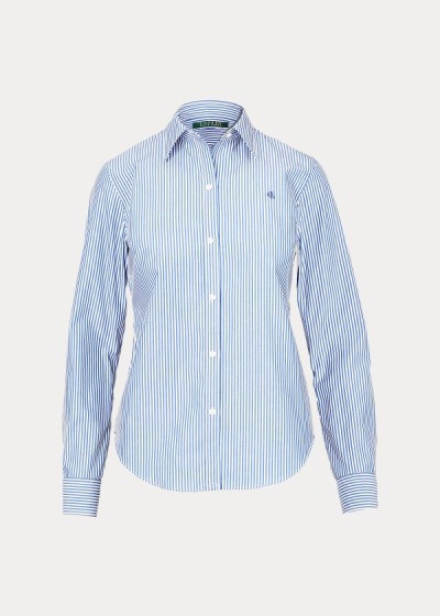 Camisa Ralph Lauren Mujer Azules / Blancos - Cotton Button-Down - NMDUV9740